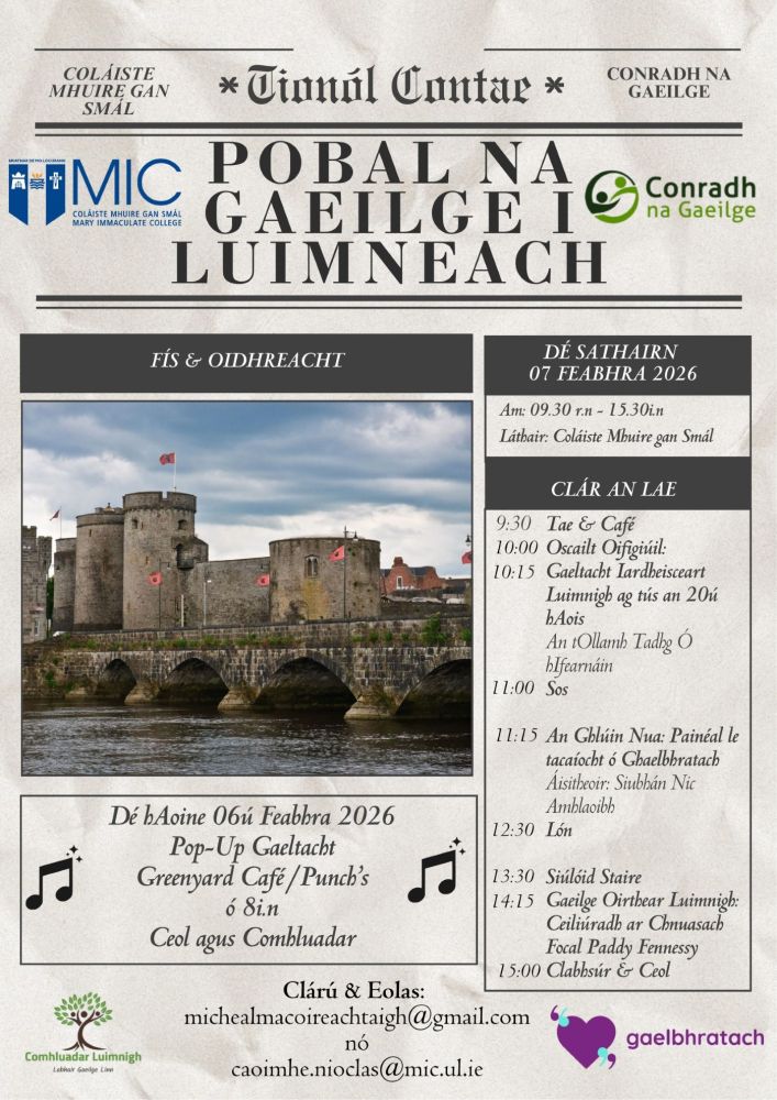 pobal na gaeilge i luimneach feabhra