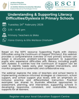 NEPS - Understanding & Supporting Literacy Difficulties / Dyslexia in Primary School  (Repeat)