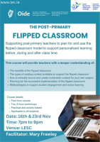The Post Primary Flipped Classroom Two Night Course 16th and 23rd November 
