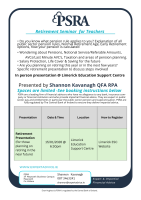 Retirement Financial Advice Seminar with PSRA